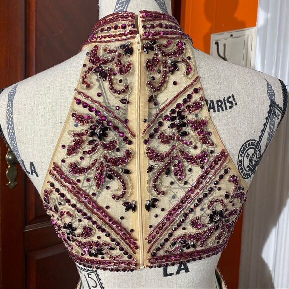 Elizabeth K. Deep Purple Halter Prom Dress - Picture 13 of 14